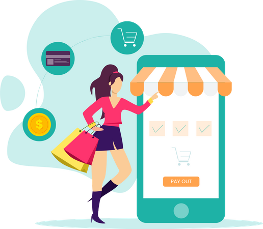 Online shopping and payment Illustration