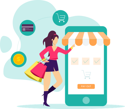 Online shopping and payment  Illustration