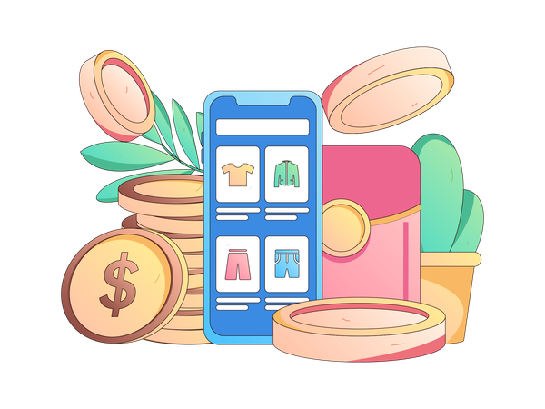 Online shopping and payment  Illustration