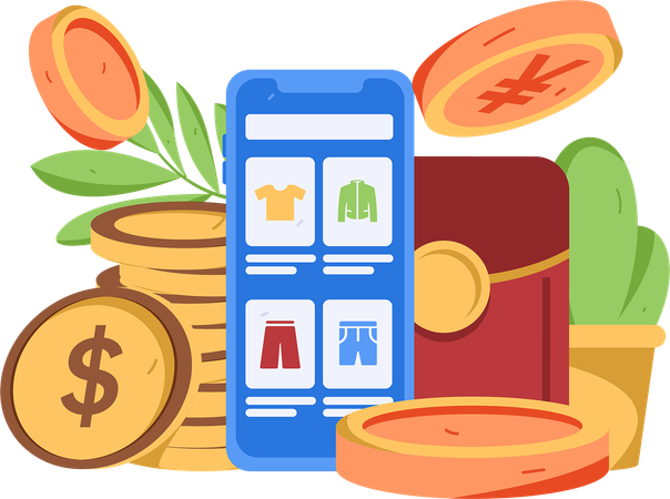 Online shopping and payment  Illustration