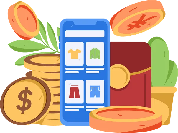 Online shopping and payment  Illustration