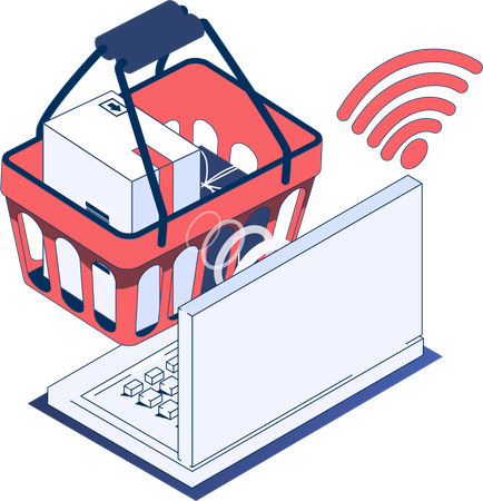 Online shopping and shopping basket  Illustration