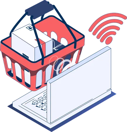 Online shopping and shopping basket  Illustration