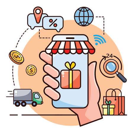 Online Shopping App Illustration