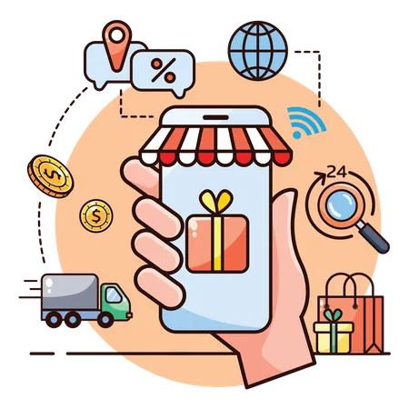 Online Shopping App Illustration