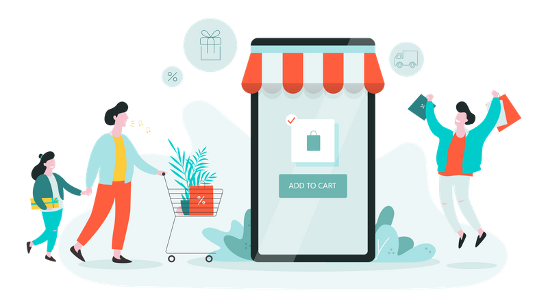 Online shopping App Illustration