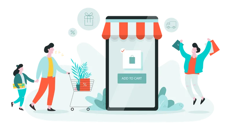 Online shopping App Illustration