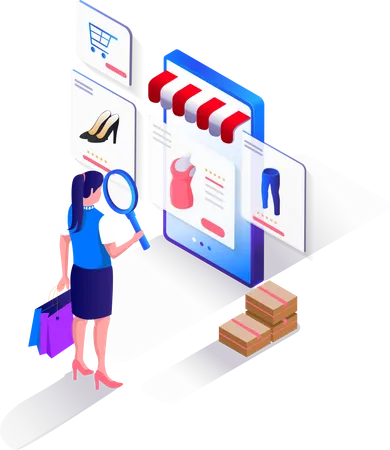 Select And Search For Online Shopping Items Illustration