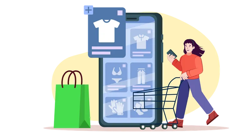 Online shopping app Illustration