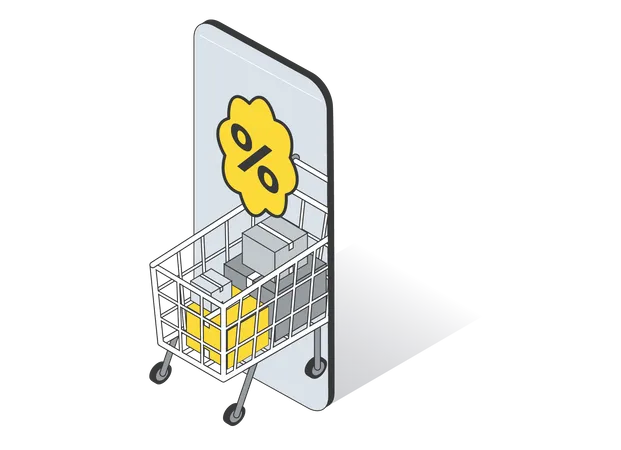 Online shopping app discount  Illustration