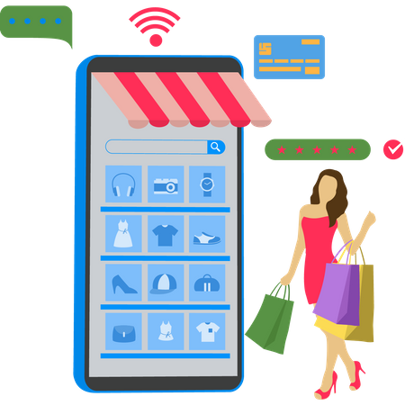 Online Shopping App  Illustration