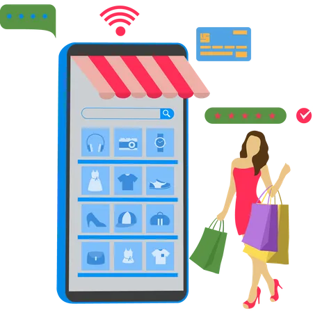 Online Shopping App  Illustration