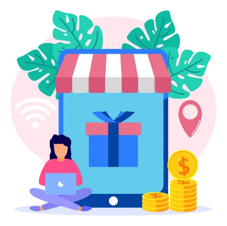 Online Shopping App  Illustration