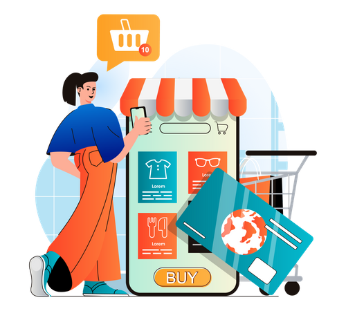 Online Shopping App  Illustration