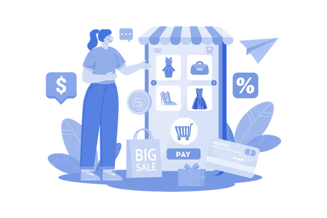 Online Shopping Application Illustration Concept On A White Background Illustration