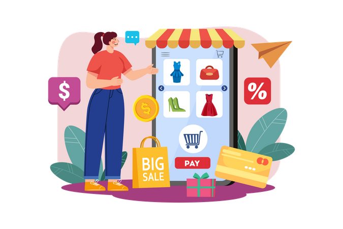 Online shopping application Illustration