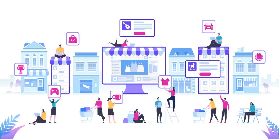 Online Shopping Apps  Illustration