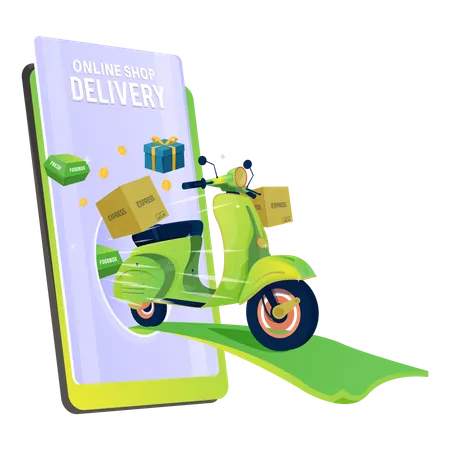 Online shopping apps with delivery services Illustration