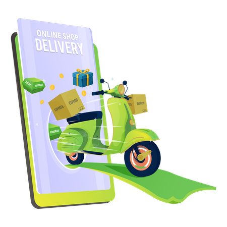 Online shopping apps with delivery services  Illustration