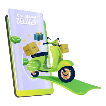 Online shopping apps with delivery services  Illustration