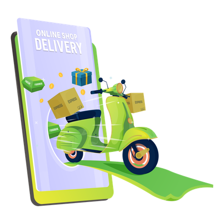 Online shopping apps with delivery services  Illustration
