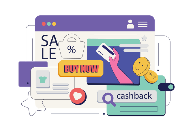 Online shopping at sale  Illustration