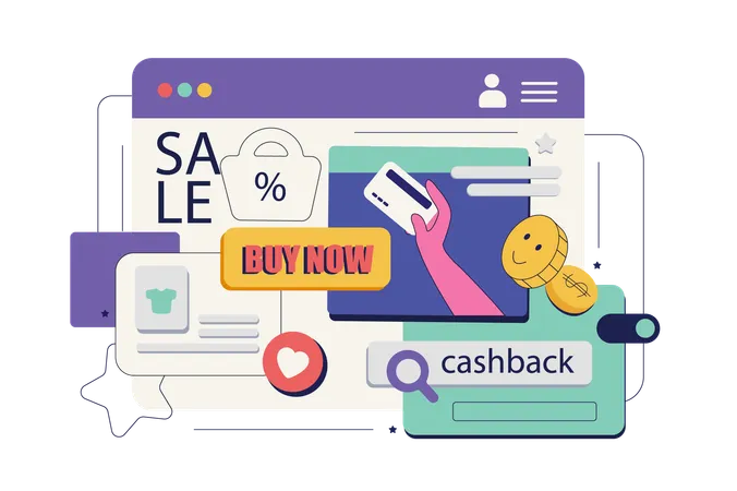 Commerce Concept In Flat Neo Brutalism Design For Web Online Shopping At Sale Ordering Goods With Credit Card Payment At Webpage Vector Illustration For Social Media Banner Marketing Material イラスト