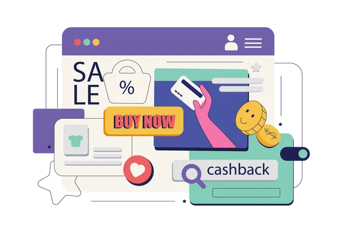 Online shopping at sale  Illustration