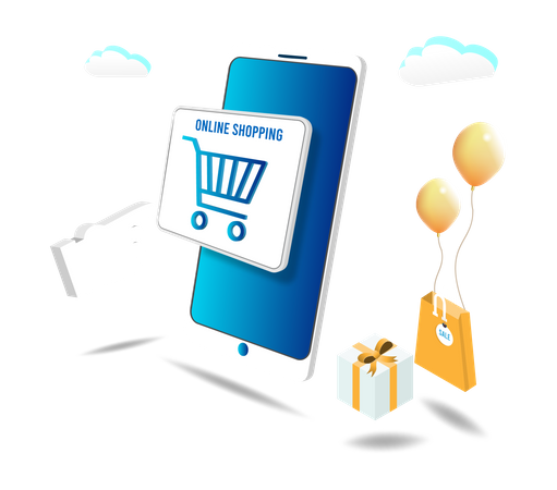 Online-Shopping auf dem Handy  Illustration