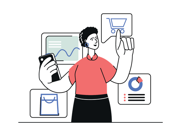 Online-Shopping auf dem Handy  Illustration