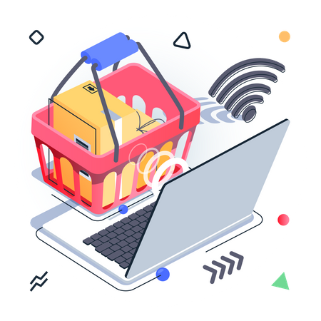 Online shopping basket  Illustration