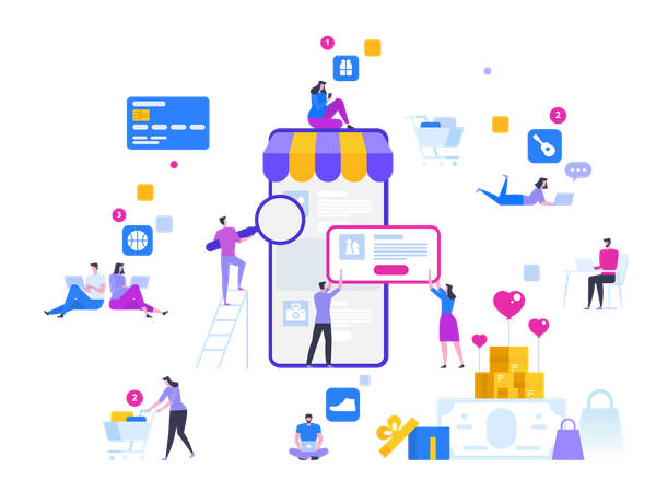 Online Shopping Benefits  Illustration