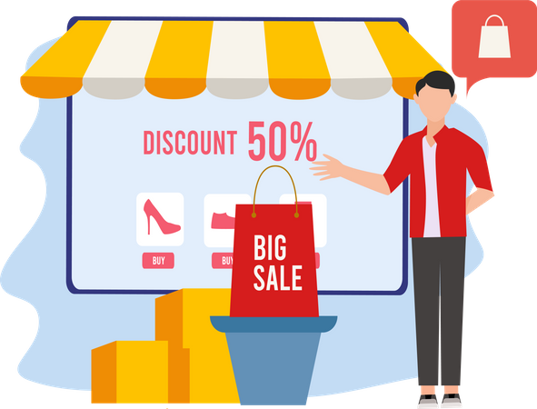 Online shopping big sale  Illustration