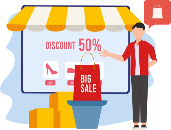 Online shopping big sale  Illustration