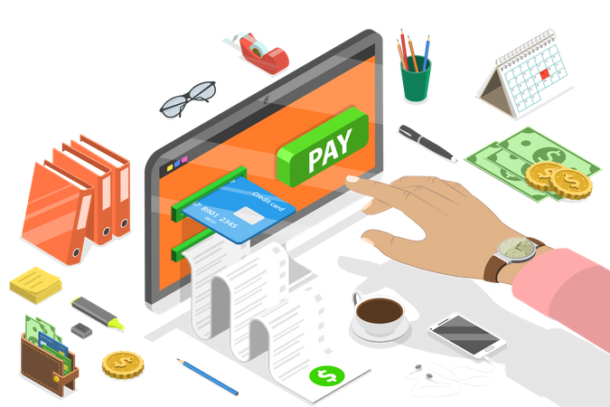 Online shopping bill payment  Illustration