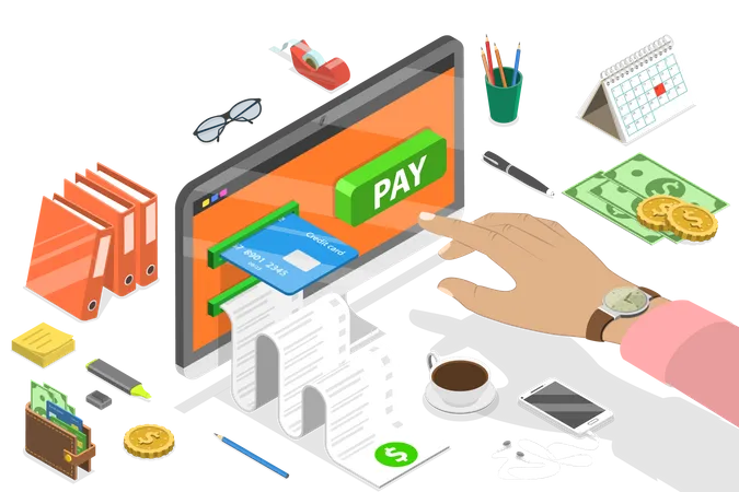 Online shopping bill payment  Illustration