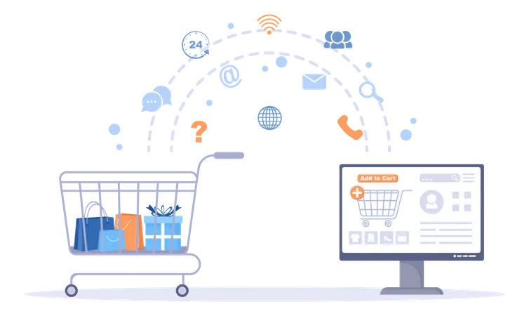 Online Shopping Cart  Illustration