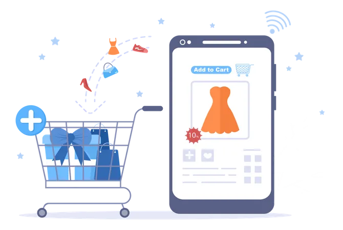 Online Shopping Cart  Illustration
