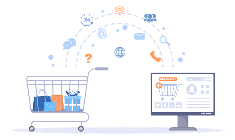 Online Shopping Cart  Illustration