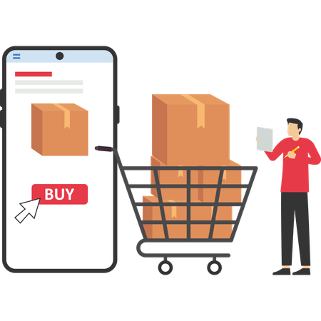 Online shopping cart  Illustration