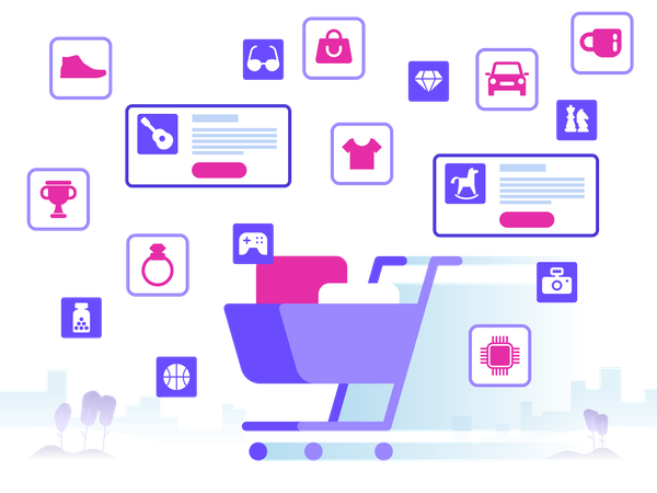 Online Shopping Cart  Illustration