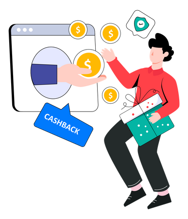 Online Shopping Cash back  Illustration