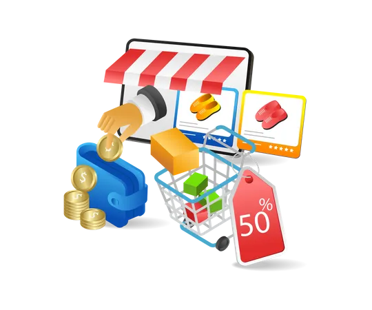 Online shopping cashback  Illustration