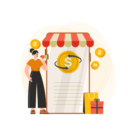 Cashback-Aktion für Online-Shopping  Illustration