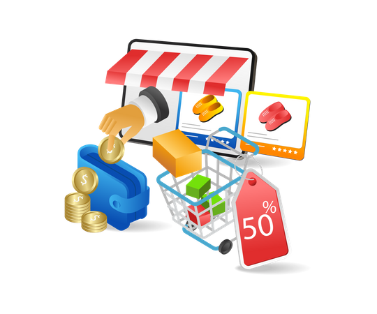 Online shopping cashback  Illustration