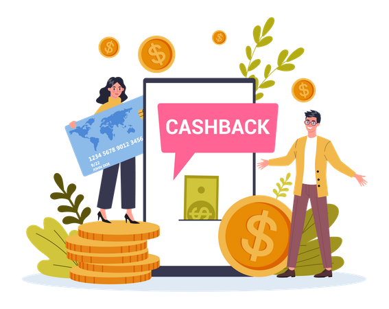 Online shopping cashback  Illustration