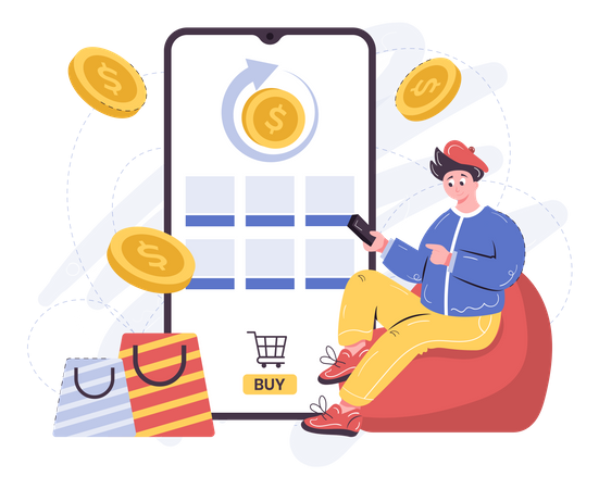 Online shopping cashback reward  Illustration