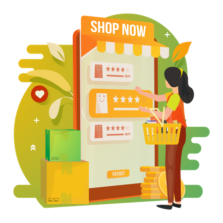 Online Shopping Review Illustration