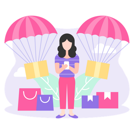 Online Shopping delivery Illustration