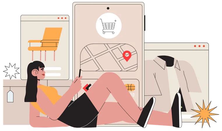 People Shop Online Man Buy Presents Or Gift For Relatives Friends And Pay Online In A Store Through Smartphone Mobile Application Banner Landing Web Page Concept Of E Commerce And Online Shopping Illustration